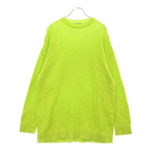 BALENCIAGA Logo Jacquard Sweater Crew Neck Knit Yellow 599886 T3166 Used 9336a90 - Picture 1 of 8