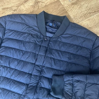 Polo Ralph Lauren White Duck Down Filled Puffer Jacket Men SZ-2XB Navy Full Zip - Image 1 of 4