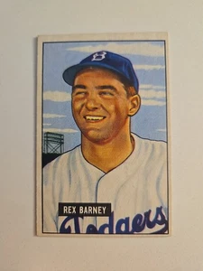 Bowman #153 1951 Rex Barney Brooklyn Dodgers EX mancha trasera - Imagen 1 de 2
