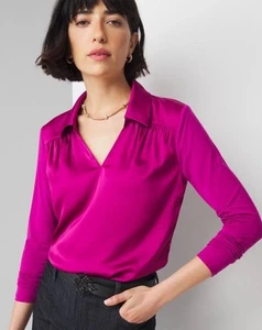 T-shirt maglietta nuova White House Black Market rosa tessuto morbido davanti taglia XL - Foto 1 di 12