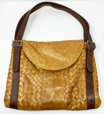 Bolso de Mano/Bolso de Hombro Tejido de Cuero Marrón Carmelo Latico para Mujer Foto 1 de 4