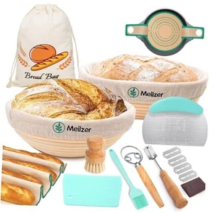 Banneton Bread Proofing Basket Gift Set,Round 10" & Oval 10" Sourdough Bowls - Picture 1 of 8