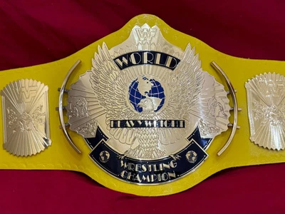 Cinturón Campeonato Águila Alada Placa Dorada Correa de Cuero Amarillo Personalizado Foto 1 de 4