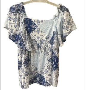 Wrangler Girl's Short Sleeve Babydoll Bandana Print Dress/shirt Blue 4T - Picture 1 of 6