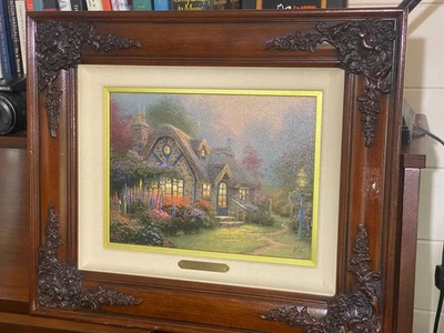 Thomas Kinkade "Candlelight Cottage" Óleo sobre lienzo enmarcado. Foto 1 de 4
