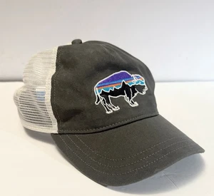 Patagonia Trucker Mesh Hat Bison Logo Gray SnapBack - Picture 1 of 7