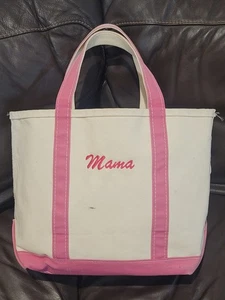 Vintage LL Bean Boat & Tote Canvas Bag 14x12 Pink Straps Made in USA - Picture 1 of 9