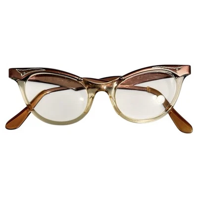 Gafas ópticas vintage metálicas rosa gato para mujer con esquinas grabadas años 50 Foto 1 de 4