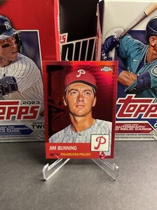 2022 Topps Chrome Platinum Red Prism Refractor Card Jim Bunning - Short Print