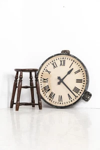 Vintage Industrial 24" Large Cast Iron Gents of Leicester Factory Railway Clock - Picture 1 of 9