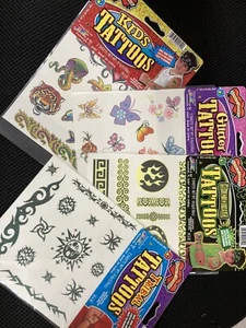 (x4) Tatuaggi Totali, Tatuaggi per Bambini, 4 Confezioni - Bambini, Glitter, Tribali, Bagliore nel Buio - Foto 1 di 5