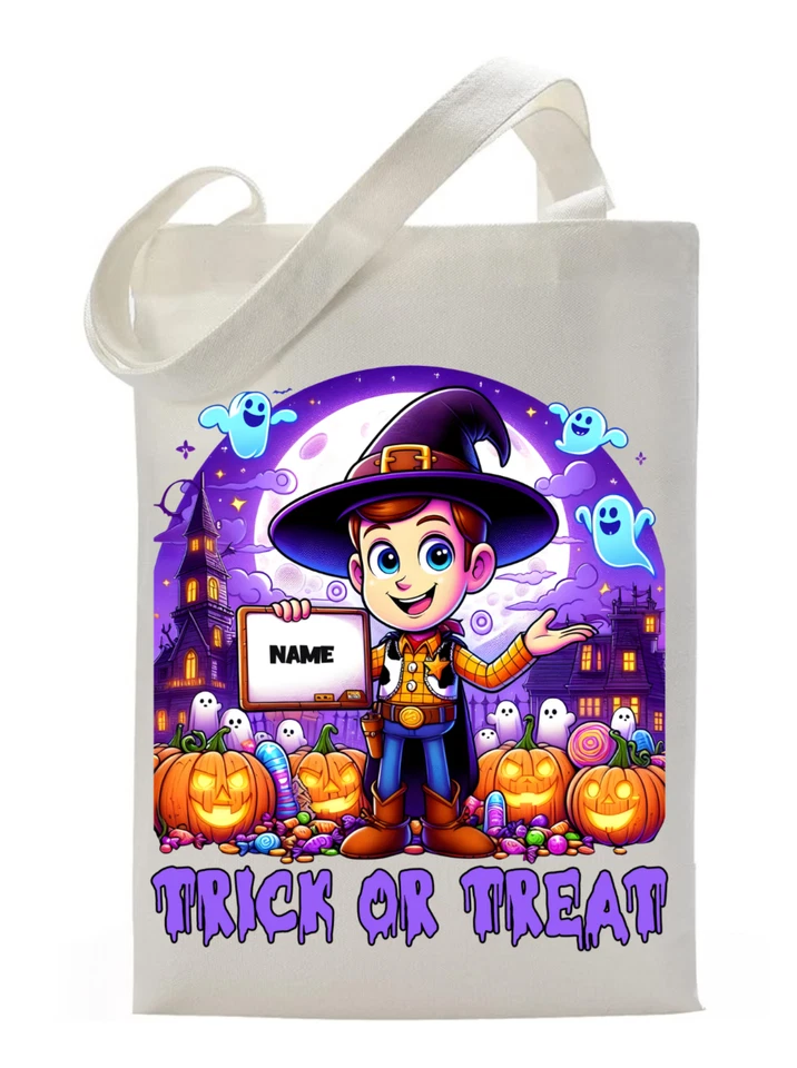 Woody Toy Story Inspired Halloween Personalized Trick or Treat Bag Handmade - Image 1 of 1