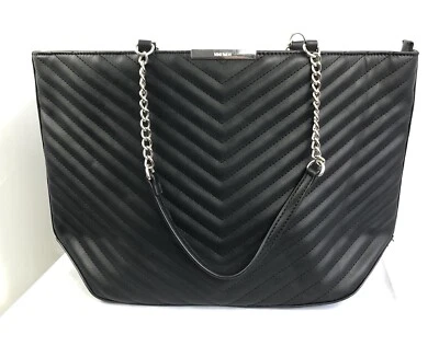 Bolso de Mano Acolchado Nine West Grande Doble Cadena Asas Imitación Cuero Cartera Foto 1 de 4