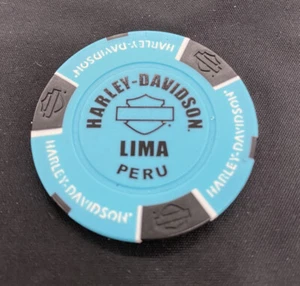 Lima, Peru Harley Davidson Poker Chip / Aqua & Black - Picture 1 of 3