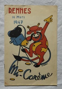 J* RENNES 16 Mars 1947 / MI-CAREME (programme ancien) Couverture "R. MOREAU" - Picture 1 of 2