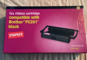 NUEVO Cartucho de cinta de fax Staples compatible con Brother PC201 negro SFB-35C 135M - Imagen 1 de 1