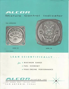 Vintage 1962 ALCOR AVIATION Mixture Control Indicator Brochure + Price List etc. - Picture 1 of 4