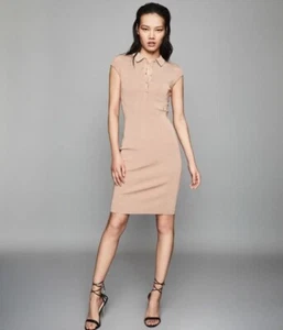 Reiss Hailey Beige / Nude Fine Knit Dress Size S Fits UK 8 £185.00 New With Tags - Picture 1 of 17