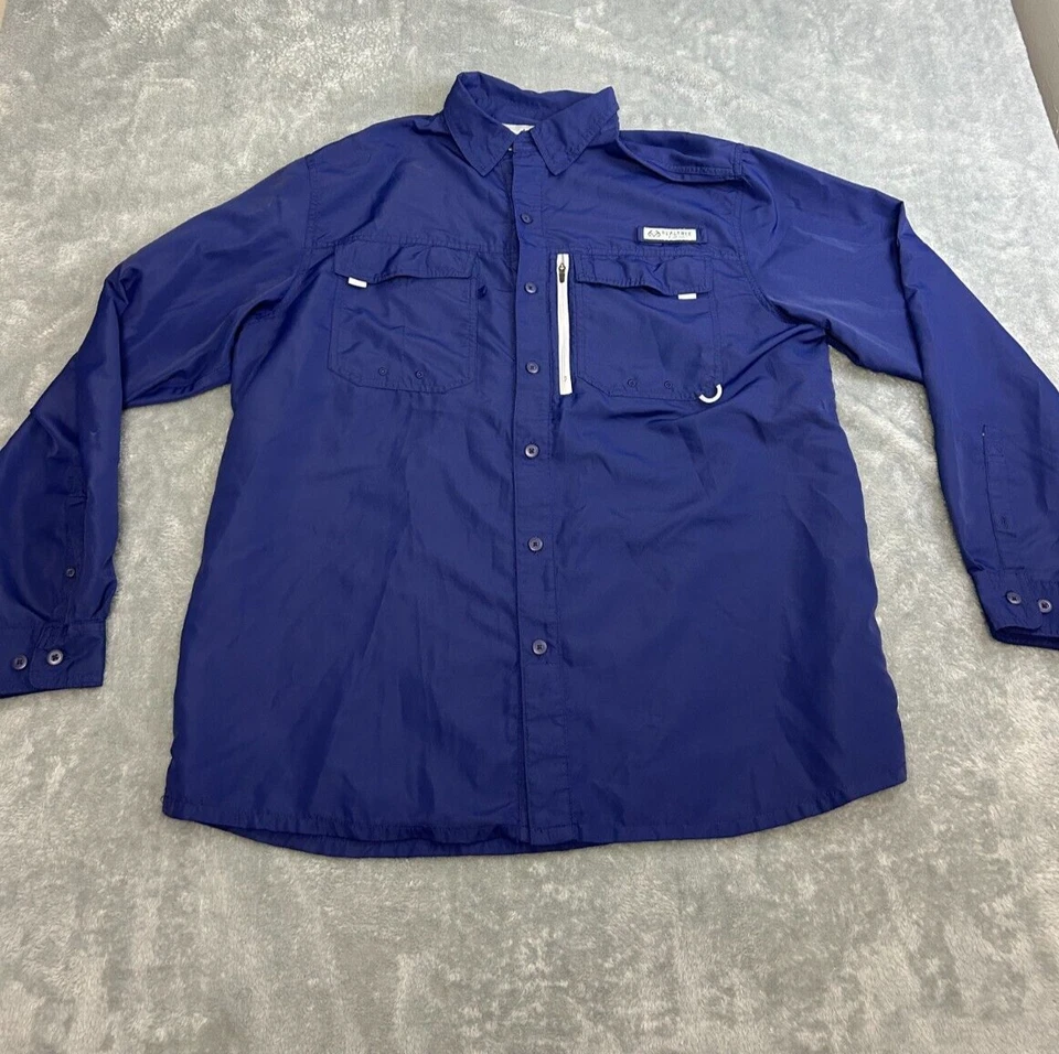 REALTREE Fishing Blue Polyester Short Sleeve Button-Up Vented Shirt - Image 1 of 4