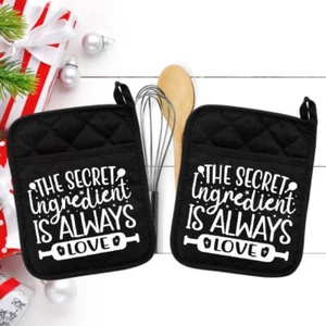 The Secret Ingredient is Always Love - Almohadilla caliente para horno soporte para olla - neo027blk - Imagen 1 de 1