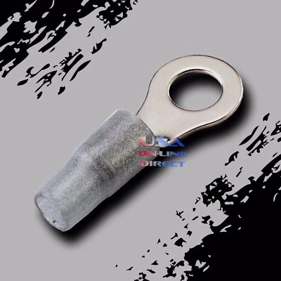 8 Gauge Ring Terminals 20 Pack AWG Wire Crimp Silver Cover  5/16" Hole Contact  - Image 1 of 2