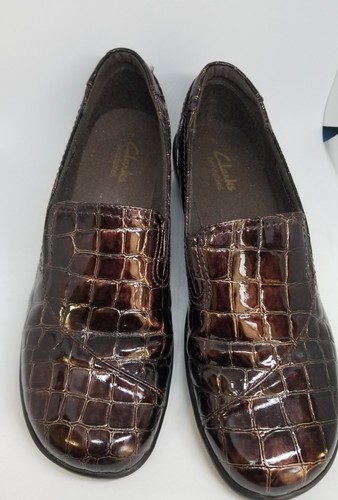 CLARKS 38634 SCARPE SLIP ON DONNA MAY POPPY MARRONE CROC 8M