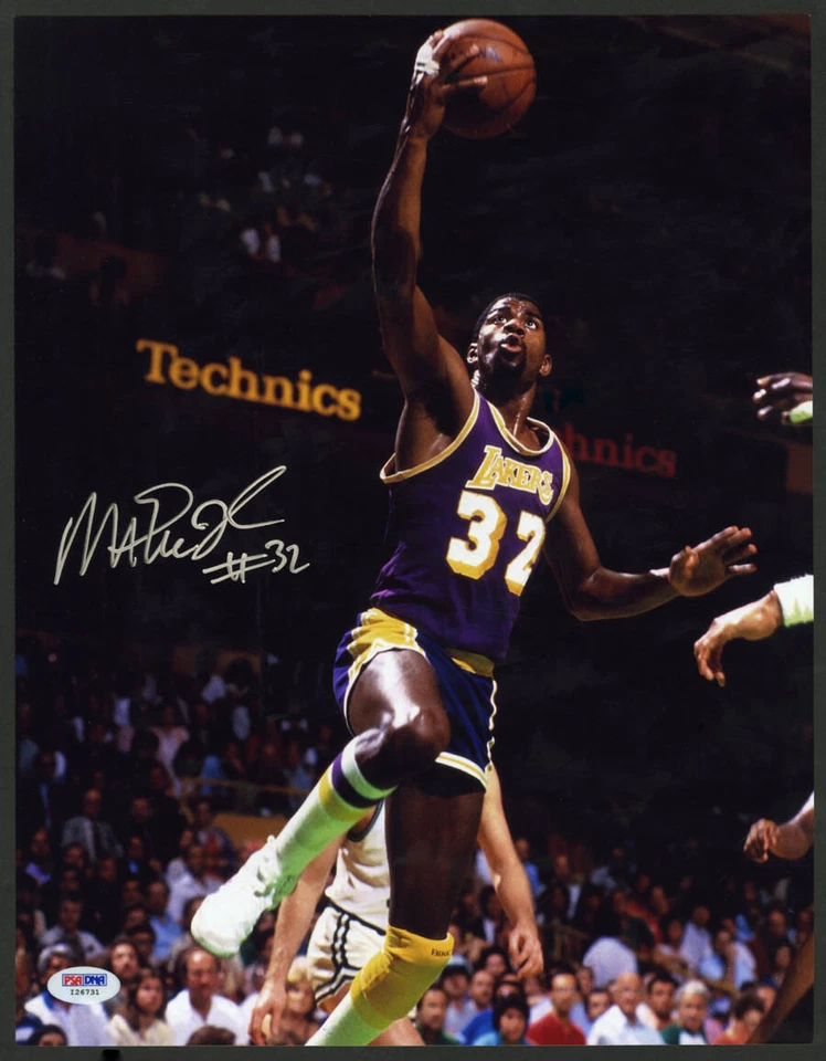 Magic Johnson SIGNED 11x14 Photo HOF 02 Los Angeles Lakers PSA/DNA AUTOGRAPHED - Image 1 of 1