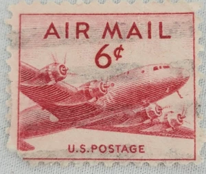 Franqueo de Estados Unidos ~ CORREO AÉREO ~ Sello rojo de 6 centavos ~ Cancelado/Publicado ~ Q59 - Imagen 1 de 6