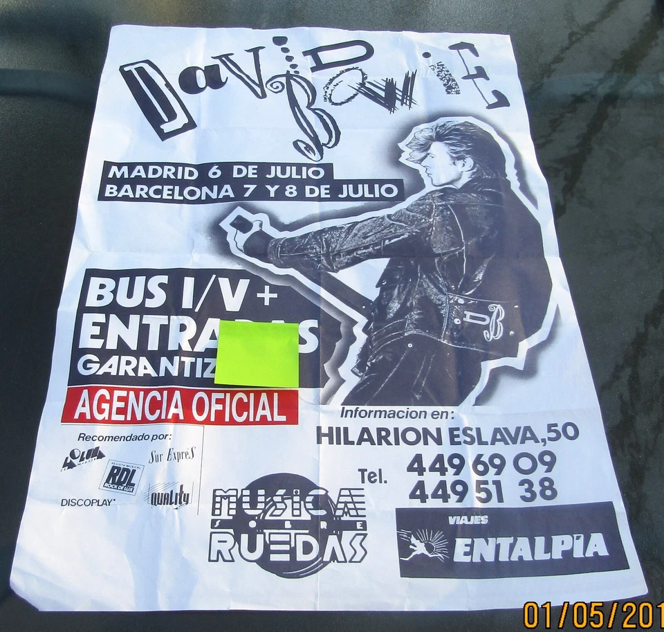 1987 David Bowie Madrid & Barcelona Spain Glass Spider Concert Tour Poster RARE - Image 1 of 3