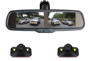 4.3" Dual Split Screen Rear view Mirror Monitor No1 Mount 2 Backup Revese Camera - Picture 1 of 24