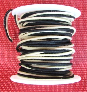 50 Fuß" Stoff Push Back 22 GA Gitarrendraht schwarz & weiß auf Spule Vintage verzinnt - Bild 1 von 4