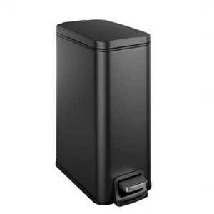 Slim Bathroom Trash Can with Soft Close Lid, 1.6 Gallon Stainless Steel Garbage - Picture 1 of 7
