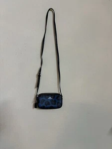 Coach Blue Leopard Print Crossbody bag Authentic Discontinued Mini Purse Animal - Picture 1 of 9