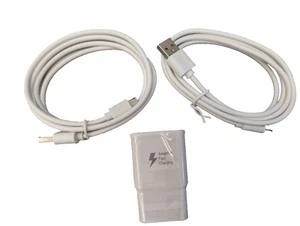 18W USB Wall Charger/Dual 5ft Cable USB/C  for Samsung, Apple - Picture 1 of 2