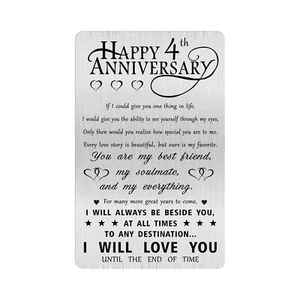 4th Anniversary Card Gifts for Husband Him Happy 4 Years Wedding Anniversary ... - Picture 1 of 6