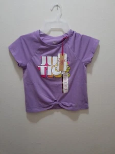 Girls Justice Front Knot Tee Shirt Top Size 7/8 Small Purple NWT - Picture 1 of 6