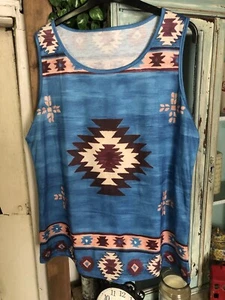 New Blue Tribal Sleeveless Topsize 12/ 14, - Picture 1 of 2