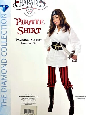 Camisa Pirata Caribe Dama Elegante Disfraz Halloween Accesorio 2 COLORES Foto 1 de 2