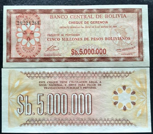 Bolivia 5000,000 Pesos Bolivianos 1985 Banknote World Paper Money UNC - Picture 1 of 1
