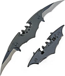 Dark Twin Blade Double Edge Folding Pocket Knife w/Clip 11" Stainless Steel Two - Picture 1 of 11
