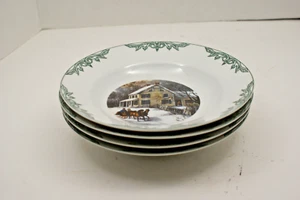 Vintage 2001 Currier & Ives Museum of City of New York 8" Rand Suppenteller Menge 4 - Bild 1 von 6