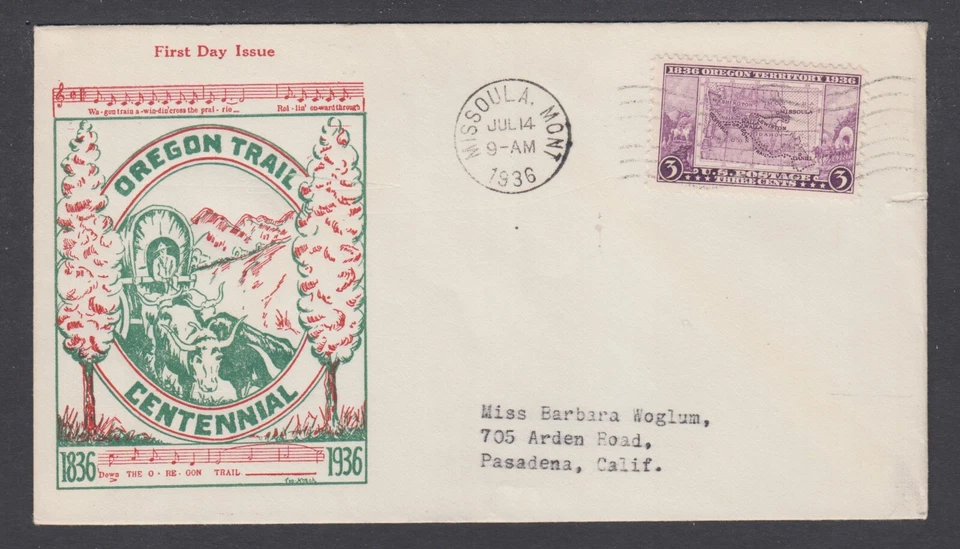 US Planty 783-21e.2 FDC. 1936 3c Oregon Territory, Top Notch cachet, clean, F-VF - Image 1 of 1