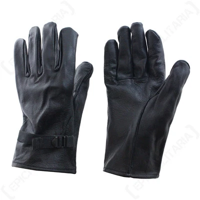 Original Belgian Army Leather Gloves - Black - High Quality - Surplus - Winter - Image 1 of 4