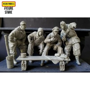1/16 Resin Figur Modelle 4 deutsche Soldaten Panzerbesatzung WWII unbemalt - Bild 1 von 5