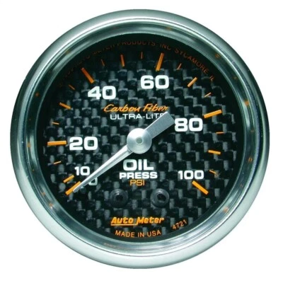 AutoMeter 4721 Carbon Fiber Mechanical Oil Pressure Gauge - Image 1 of 2