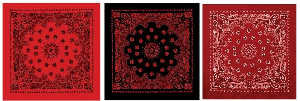 Bandana Trainmen Extra Grande 27" Roja y Negra PAQUETE DE TRES - 3 Bandanas Grandes Paisley Foto 1 de 1