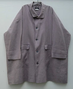 Eskandar Size (2) PURPLE Water Proof 38" Long Boxy Trench Rain Coat w/Pockets - Picture 1 of 3