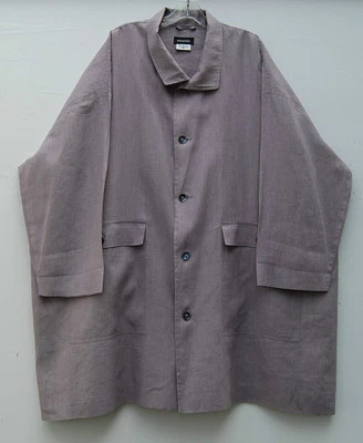 Eskandar Size (2) PURPLE Water Proof 38" Long Boxy Trench Rain Coat w/Pockets - Image 1 of 3
