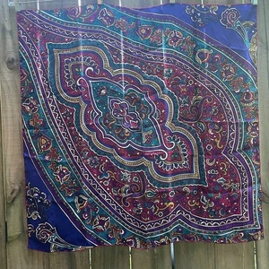 BOLD Jewel Tone PAISLEY 100% SILK SCARF 34" x 34" - Picture 1 of 4