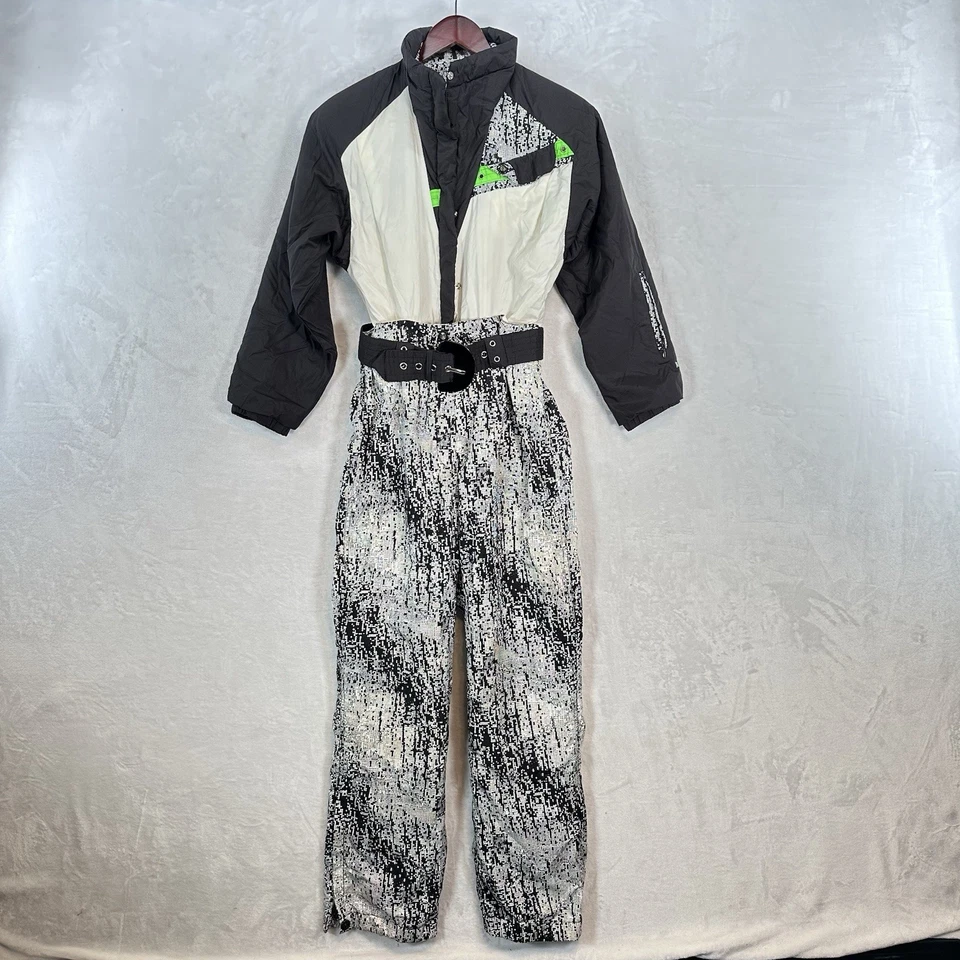 Traje de esquí Roffe para mujer 6P traje de nieve de una pieza vintage años 90 luna babero retro conejito de nieve Foto 1 de 4